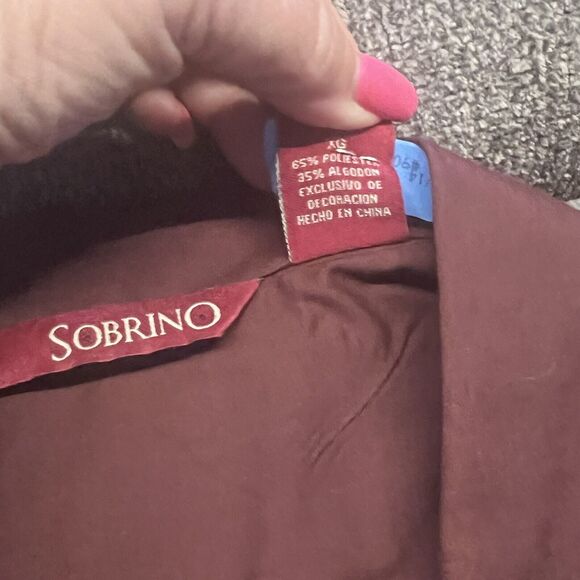 Sobrino Red Shirt XL Button Up Short Sleeve Dress Poly Cotton Four Pocket Cuban - Picture 5 of 13